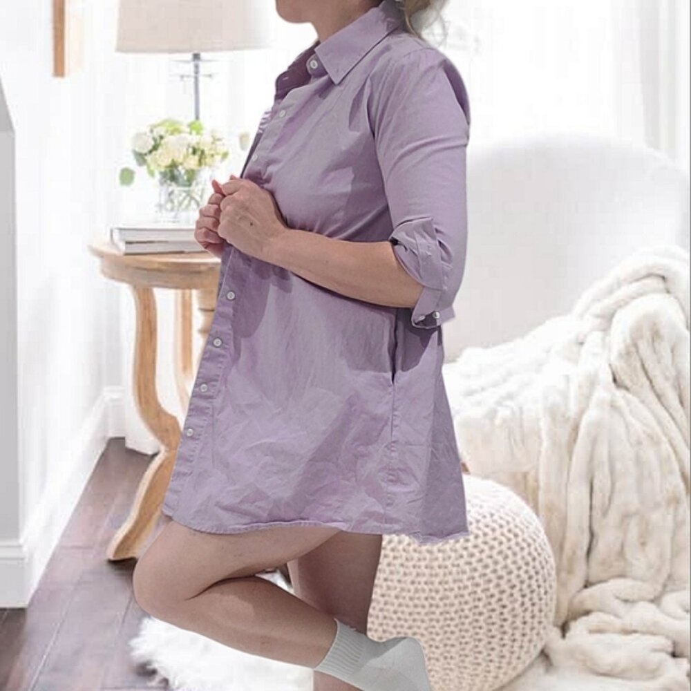 American Apparel Belted Chamblay Shirt Dress in Lilac
